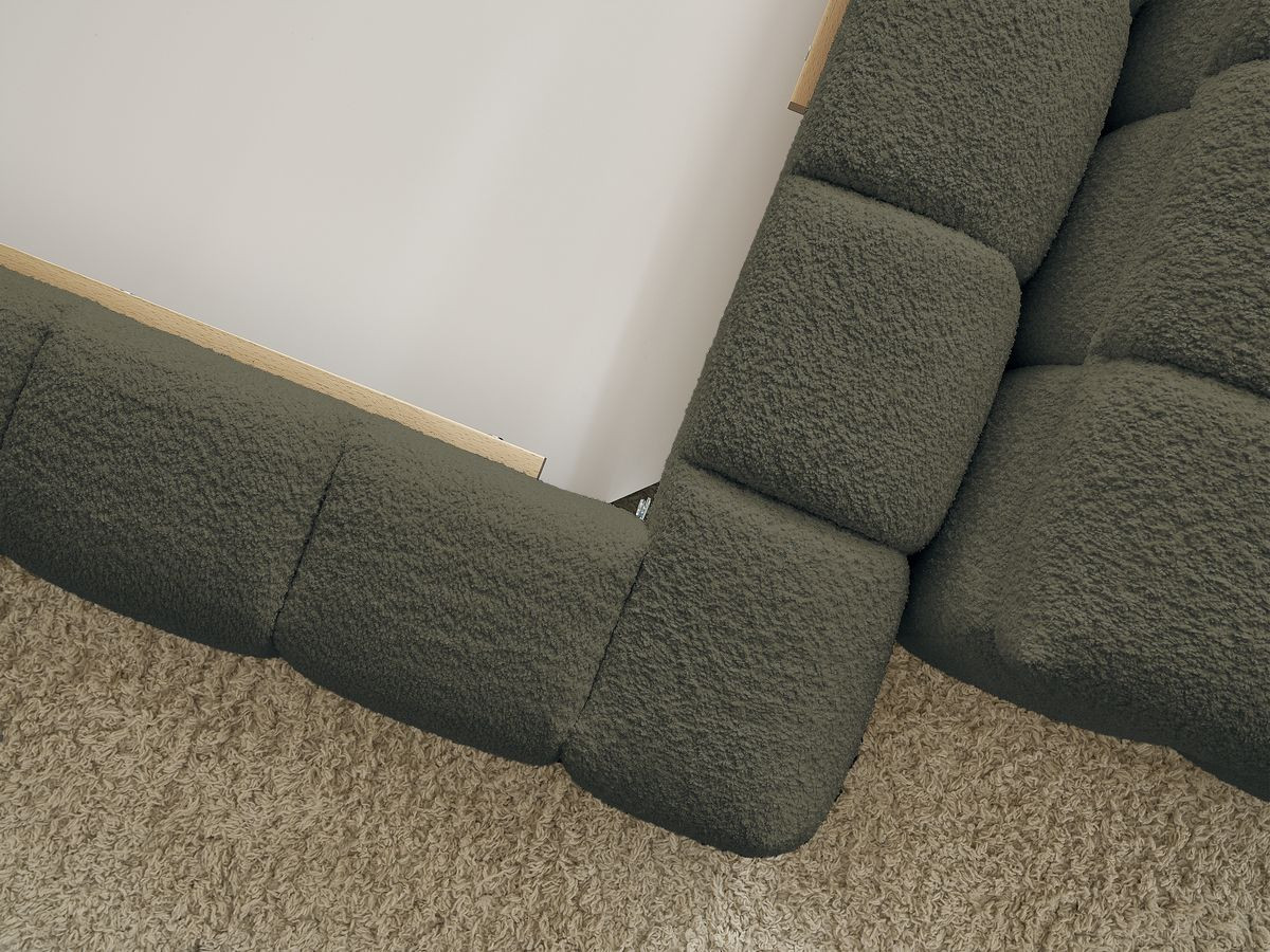 Lit coffre MONT-BLANC + Bout de lit MONT-BLANC tissu bouclette