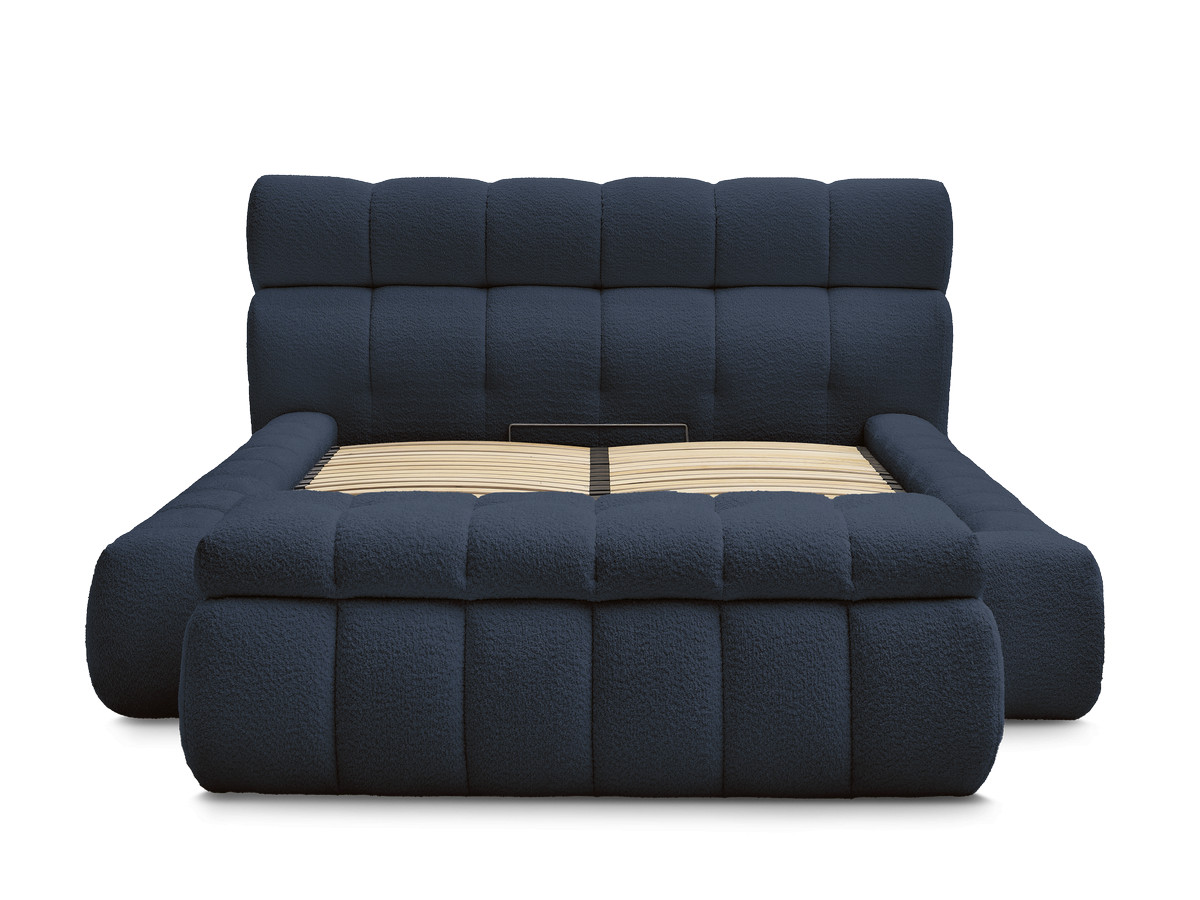 Lit coffre MONT-BLANC + Bout de lit MONT-BLANC tissu bouclette