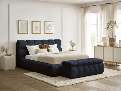 Lit coffre MONT-BLANC + Bout de lit MONT-BLANC tissu bouclette