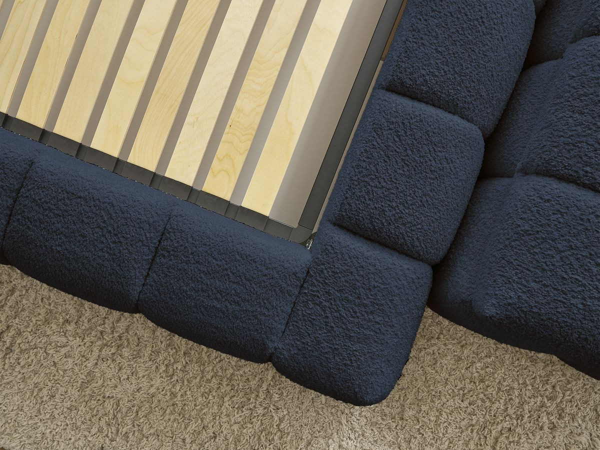 Lit coffre MONT-BLANC + Bout de lit MONT-BLANC tissu bouclette