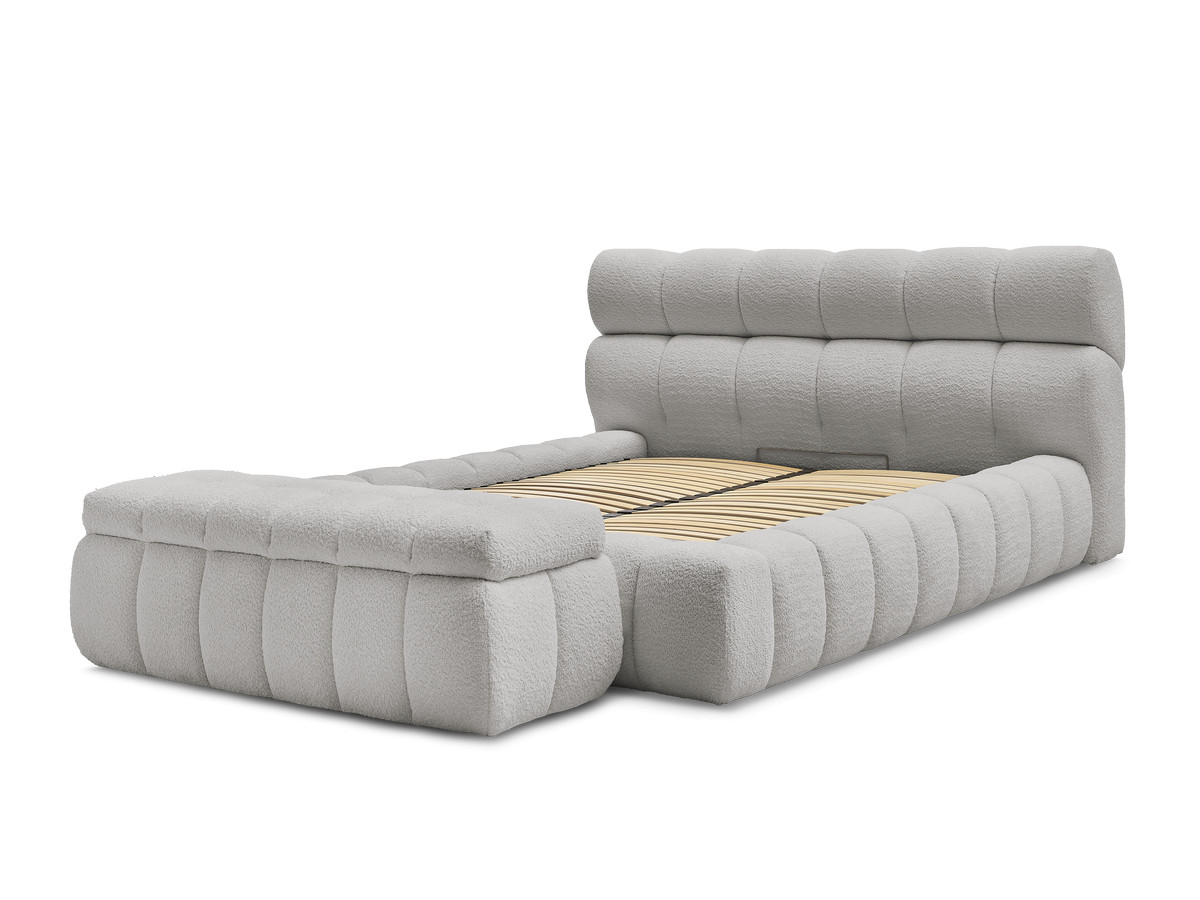 Lit coffre MONT-BLANC + Bout de lit MONT-BLANC tissu bouclette