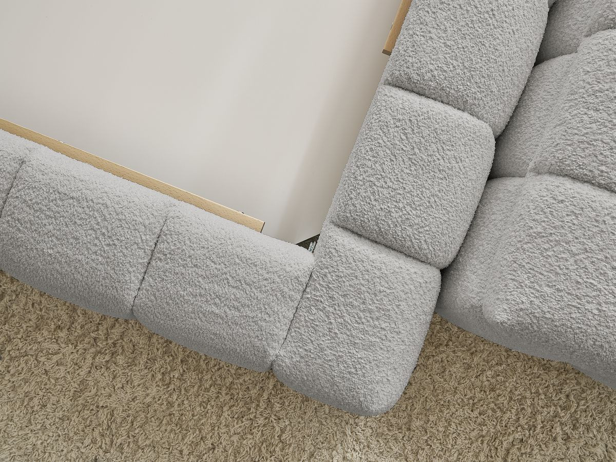 Lit coffre MONT-BLANC + Bout de lit MONT-BLANC tissu bouclette
