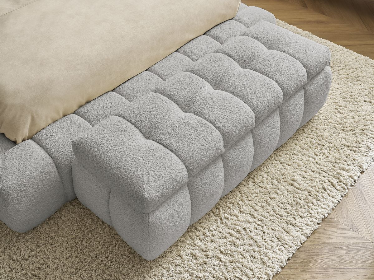 Lit coffre MONT-BLANC + Bout de lit MONT-BLANC tissu bouclette
