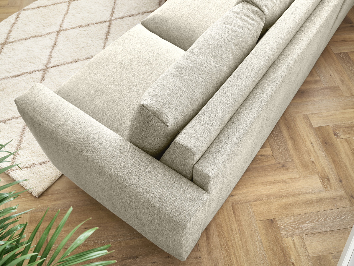 Canapé d'angle fixe EVEREST tissu chiné - Orange - Angle droit - 10 coussins