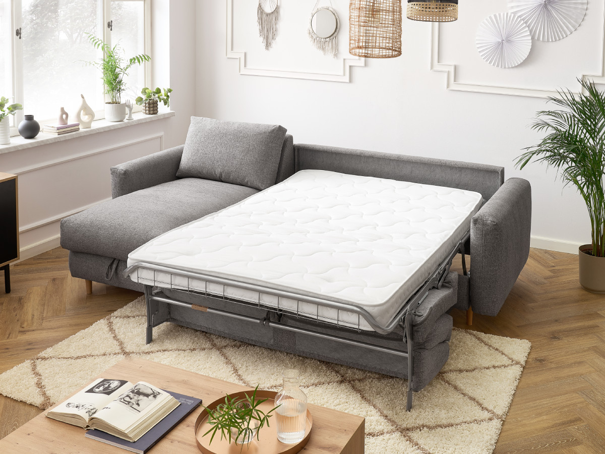 Canapé d'angle réversible convertible express coffre COCOONE tissu chiné taupe   BOBOCHIC 4 places - Vue supplémentaire 3