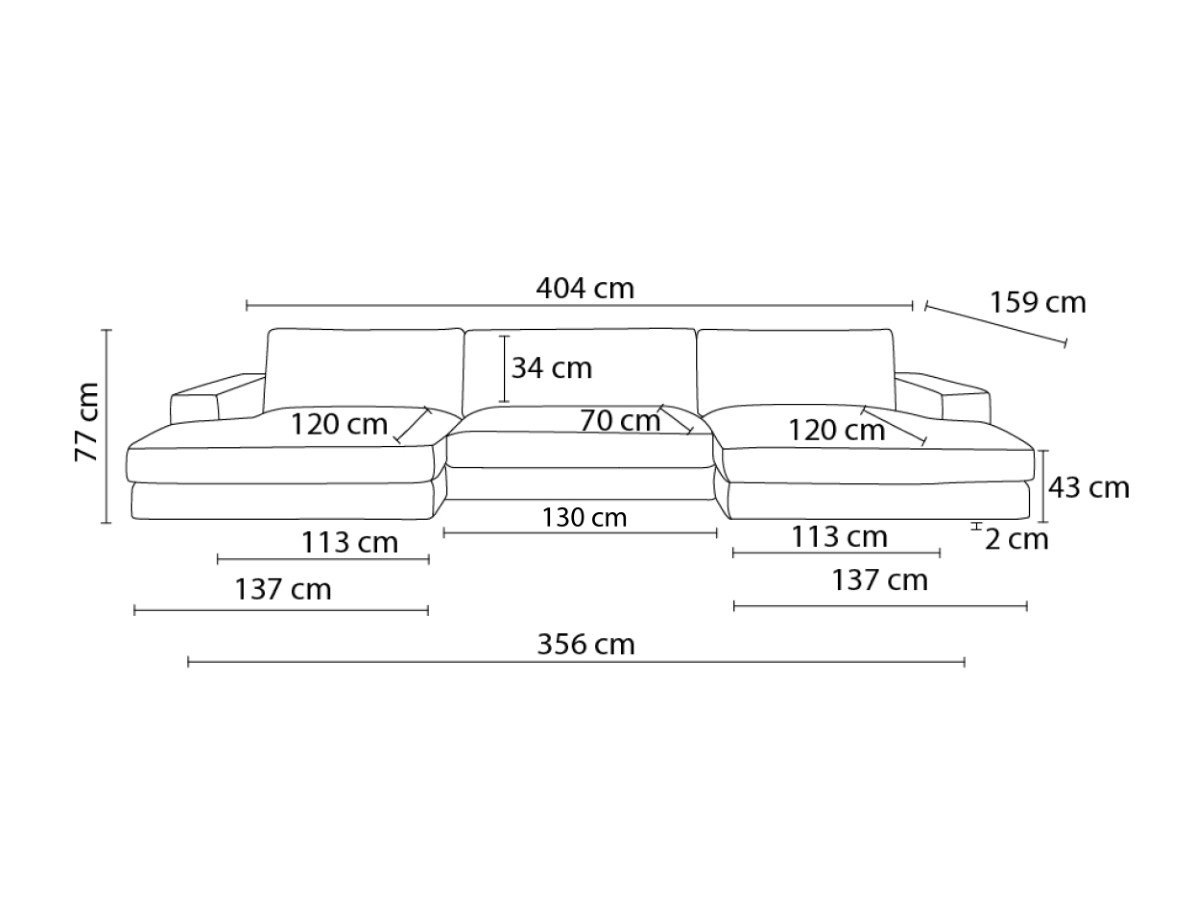 Canapé d'angle fixe EVEREST tissu chiné - Orange - Angle droit - 10 coussins