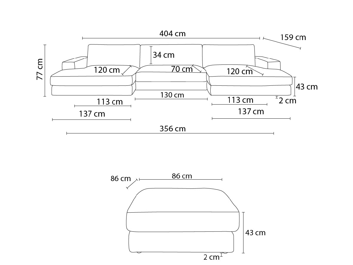 Canapé d'angle fixe EVEREST tissu chiné - Orange - Angle droit - 10 coussins
