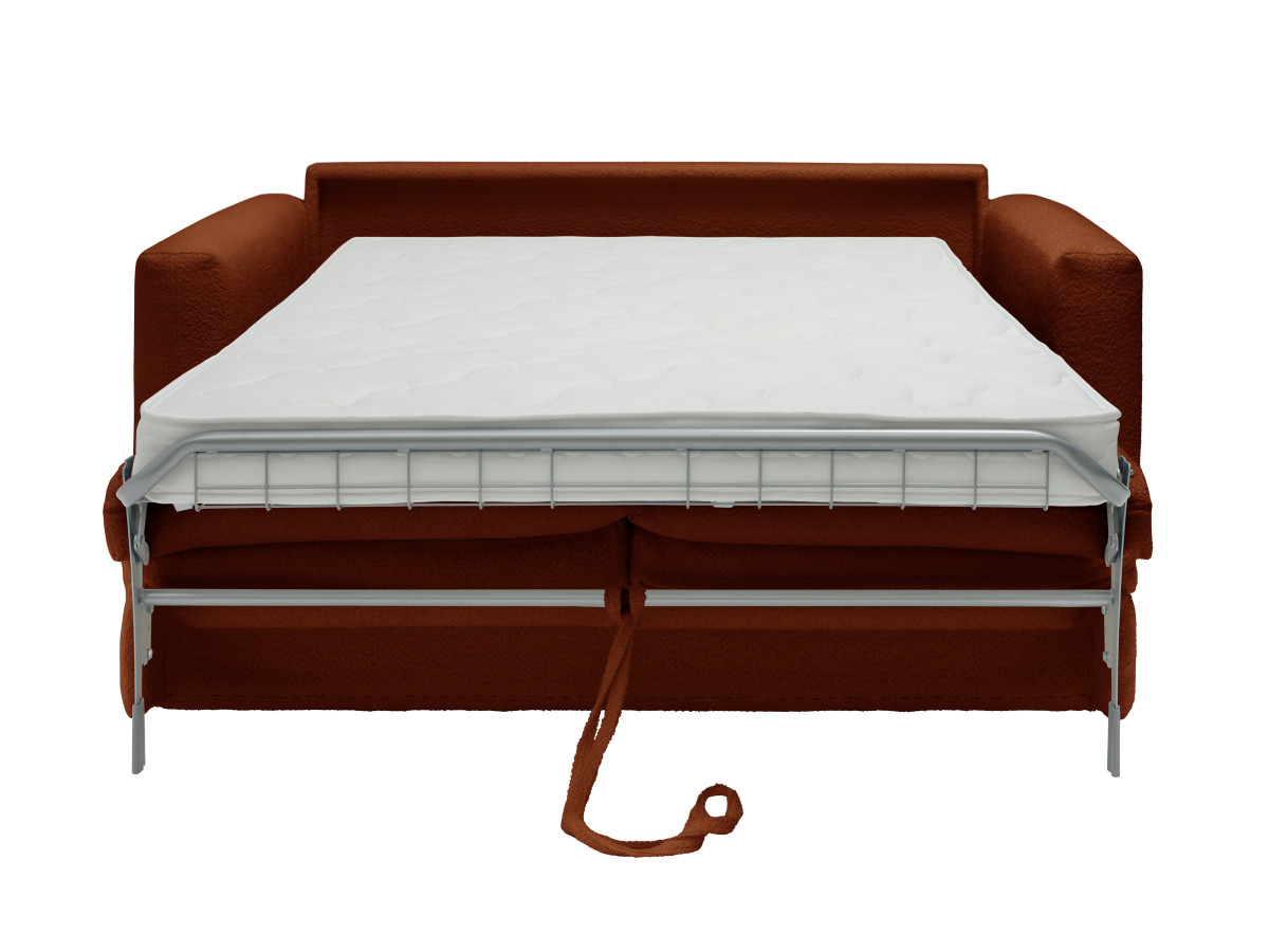Canapé droit convertible COCOONE ouverture express tissu bouclette orange 140x200  BOBOCHIC 3 places - Vue supplémentaire 2