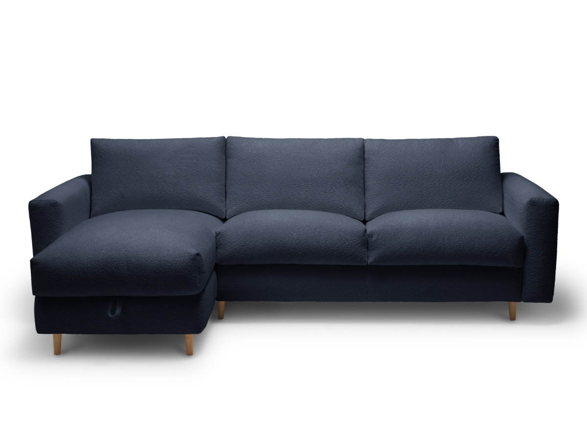 Canapé d'angle réversible convertible express coffre COCOONE tissu bouclette