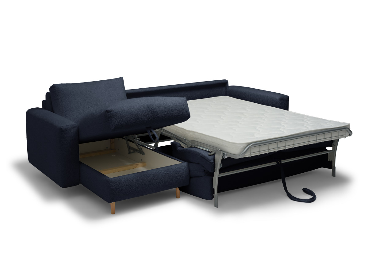 Canapé d'angle réversible convertible express coffre COCOONE tissu bouclette