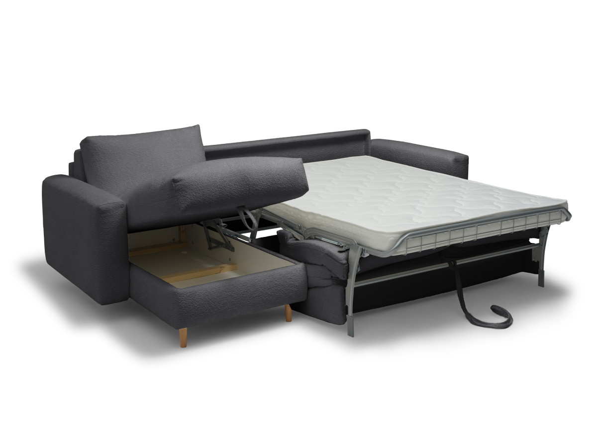 Canapé d'angle réversible convertible express coffre COCOONE tissu bouclette