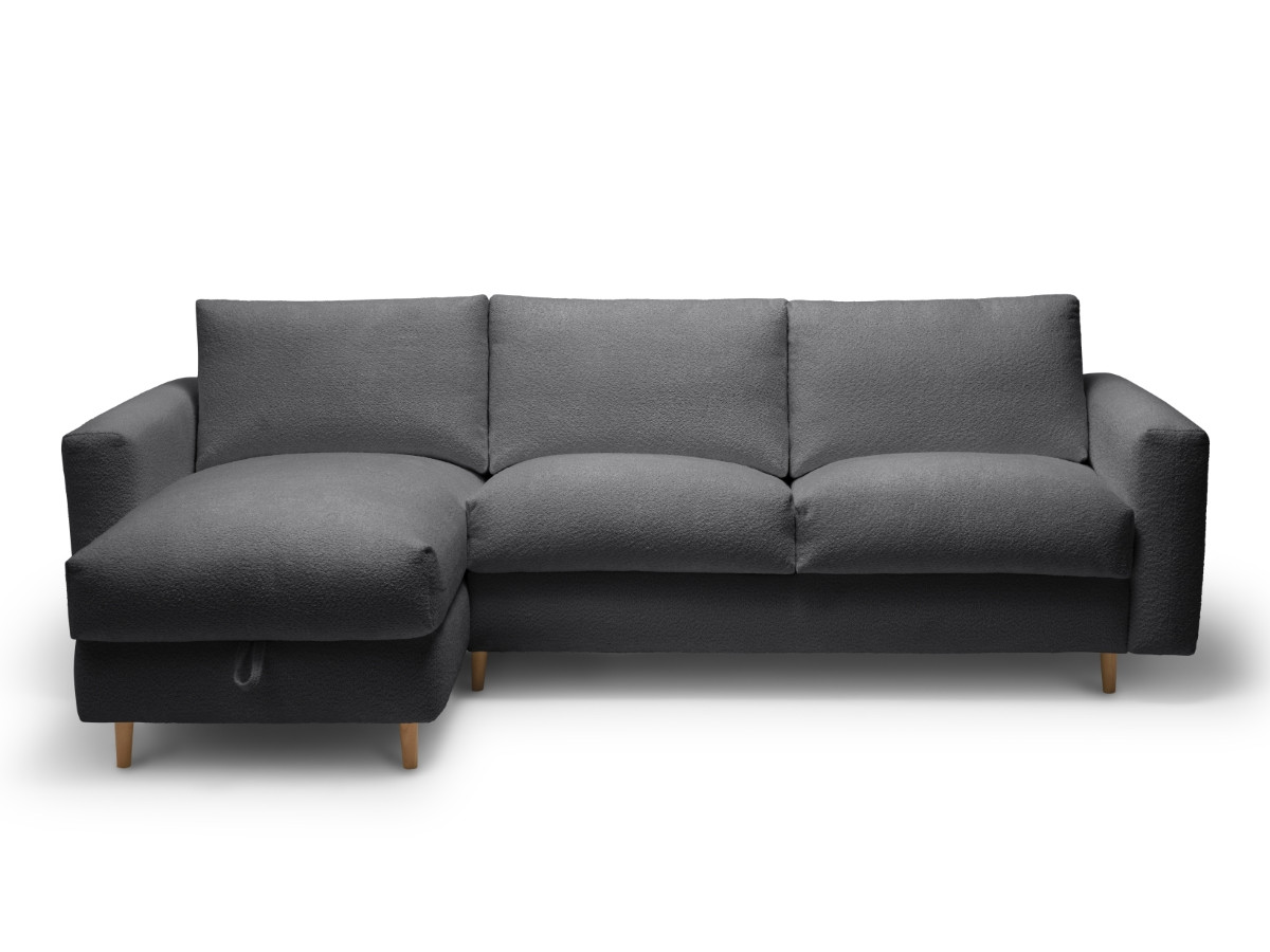 Canapé d'angle réversible convertible express coffre COCOONE tissu bouclette