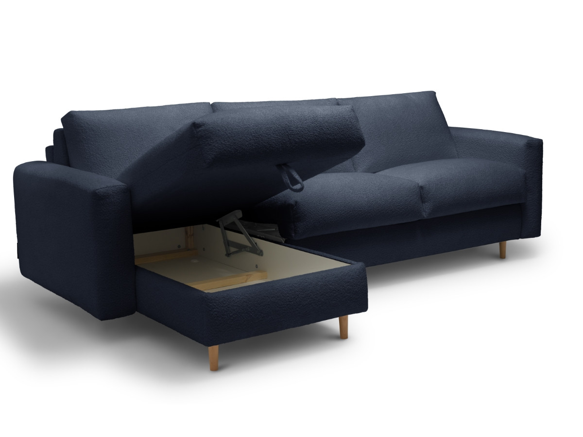Canapé d'angle réversible convertible express coffre COCOONE tissu bouclette