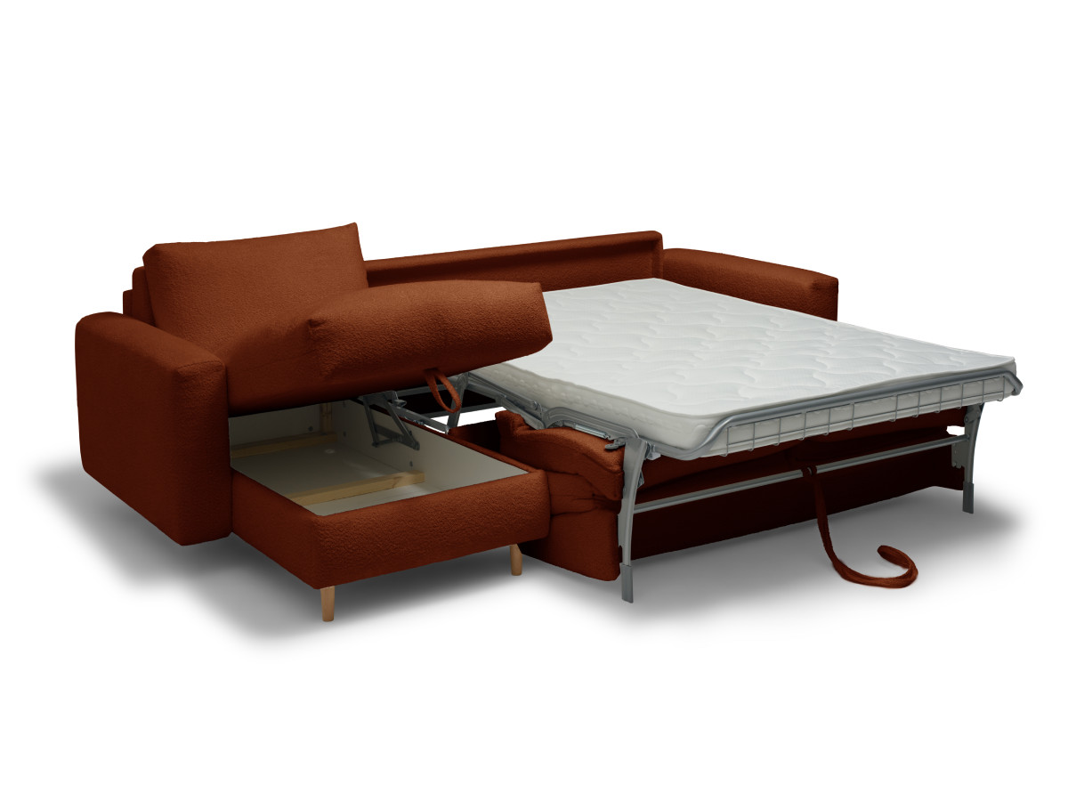 Canapé d'angle réversible convertible express coffre COCOONE tissu bouclette