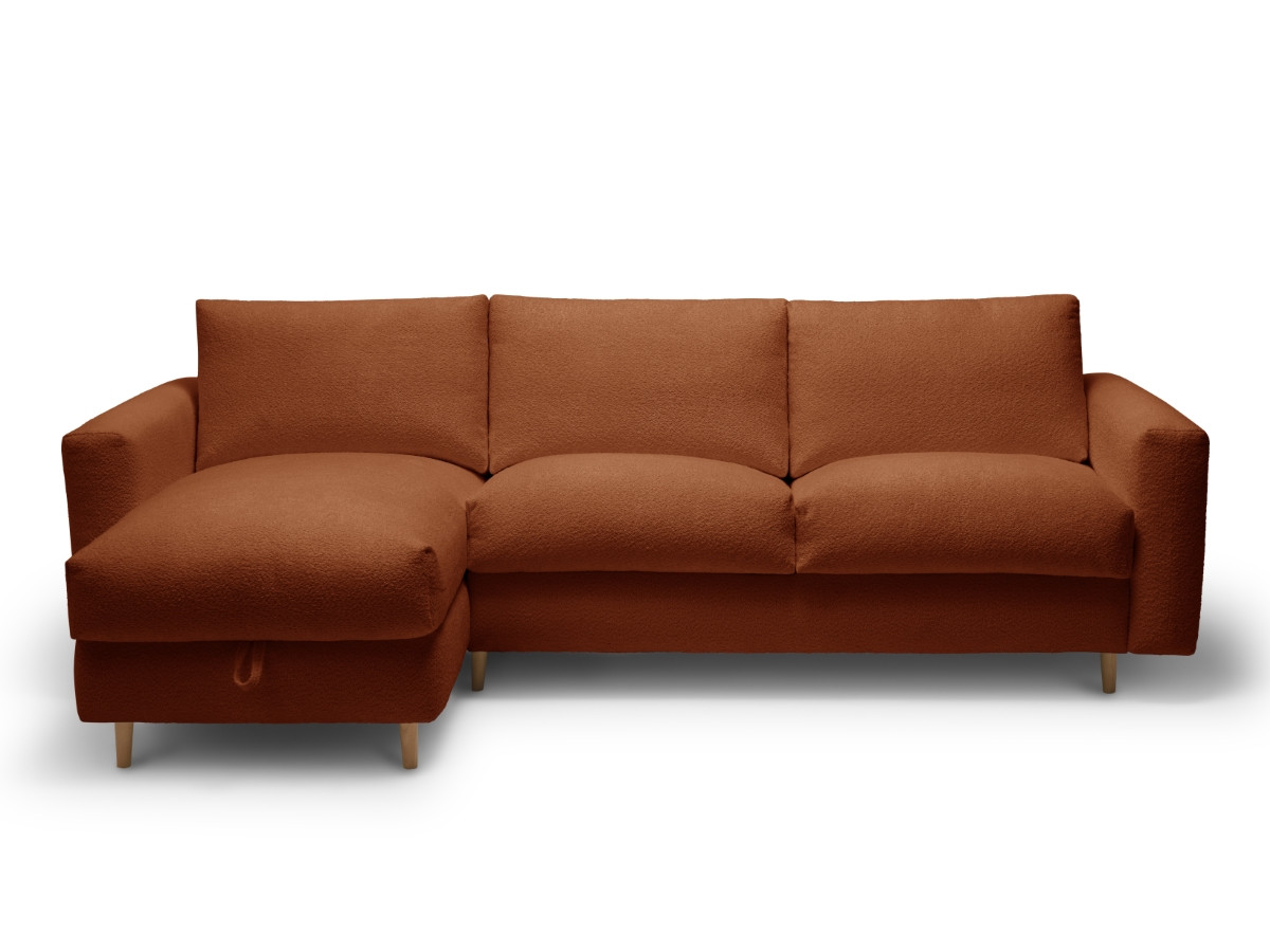 Canapé d'angle réversible convertible express coffre COCOONE tissu bouclette