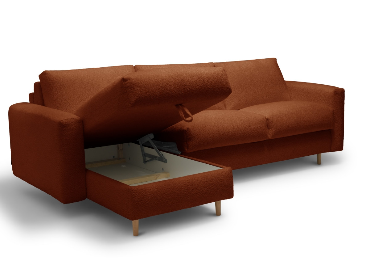 Canapé d'angle réversible convertible express coffre COCOONE tissu bouclette