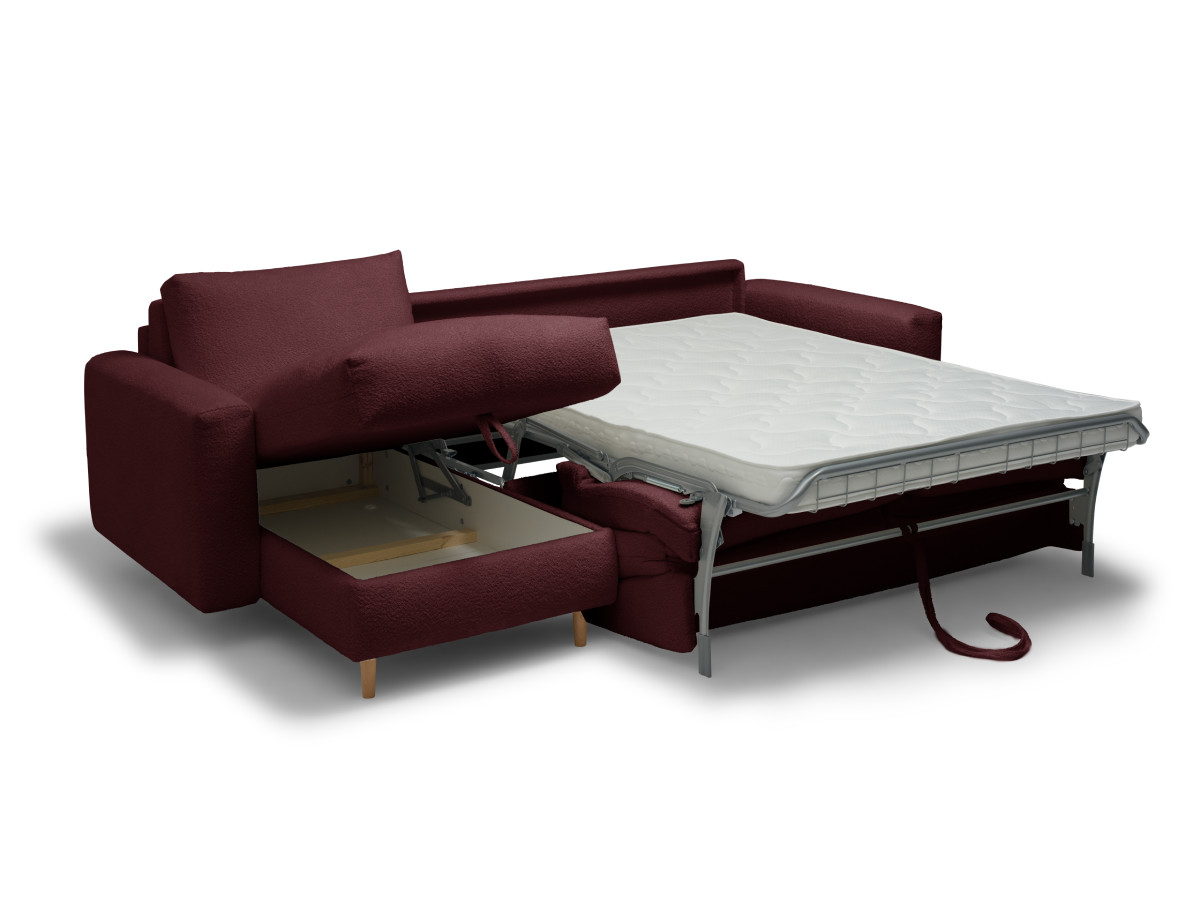 Canapé d'angle réversible convertible express coffre COCOONE tissu bouclette