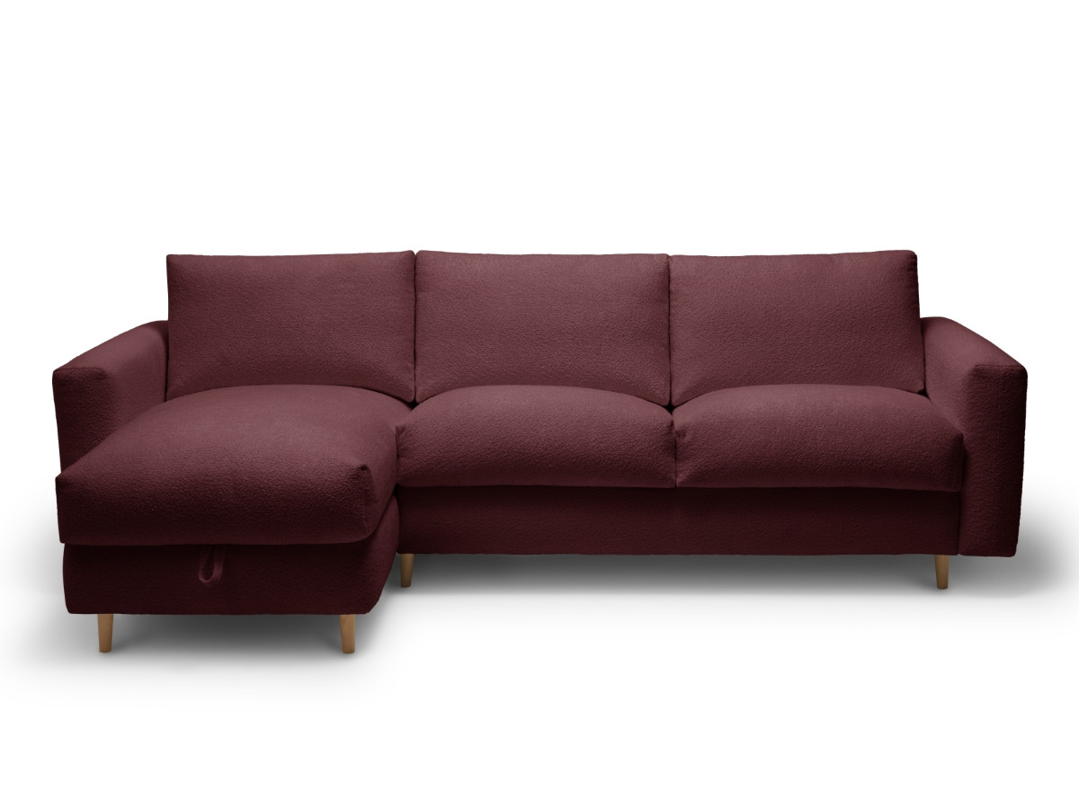 Canapé d'angle réversible convertible express coffre COCOONE tissu bouclette