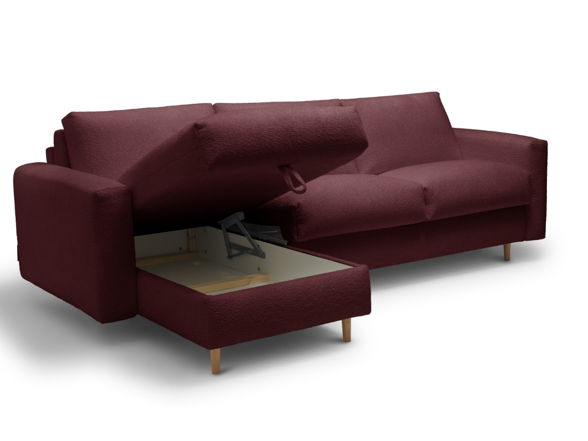 Canapé d'angle réversible convertible express coffre COCOONE tissu bouclette