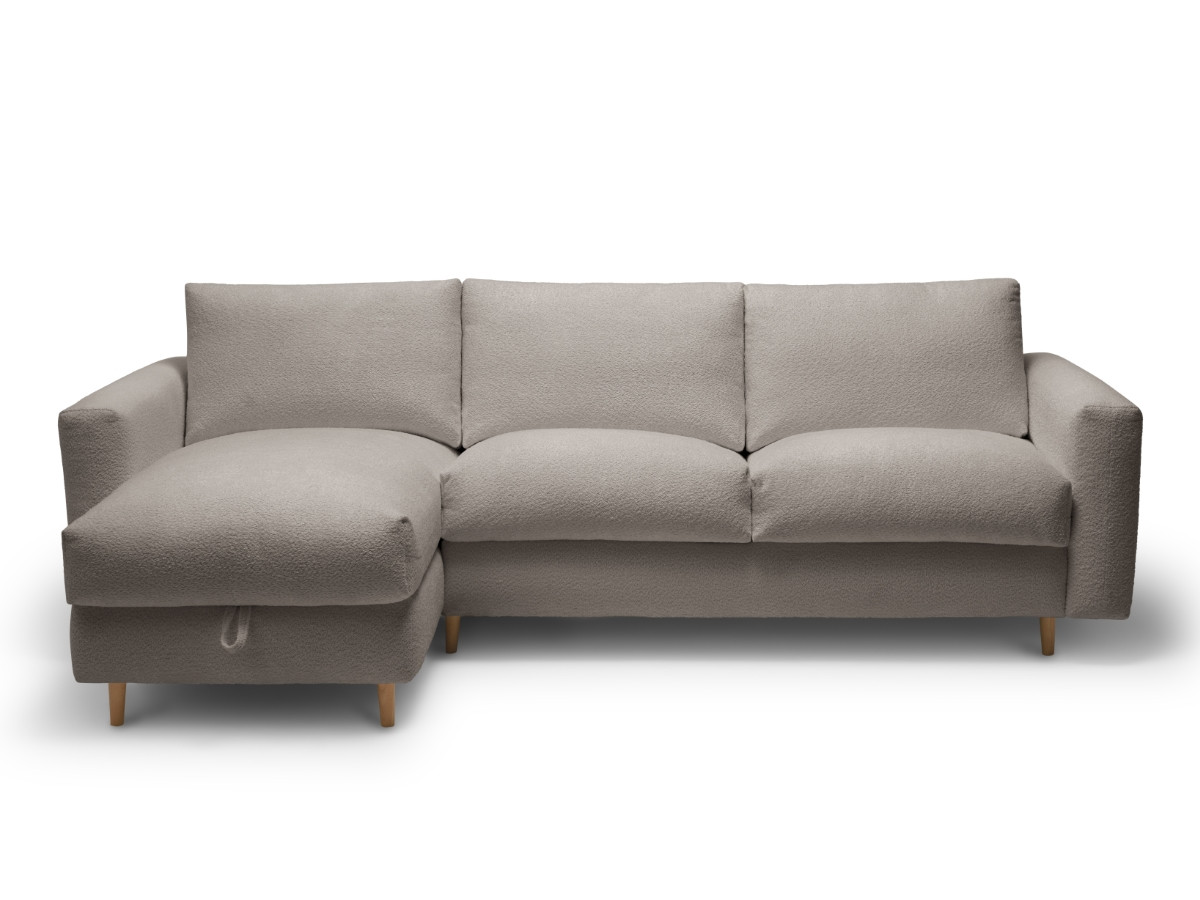 Canapé d'angle réversible convertible express coffre COCOONE tissu bouclette