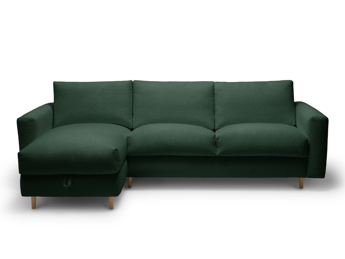 Canapé d'angle réversible convertible express coffre COCOONE tissu bouclette