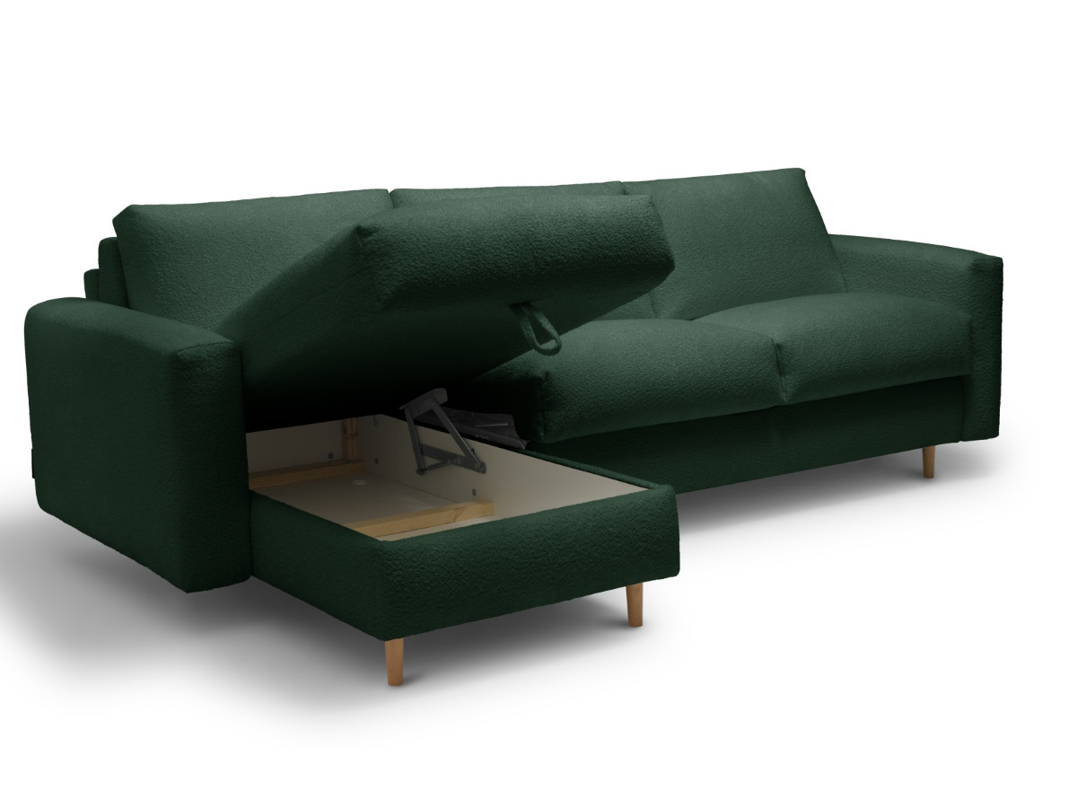 Canapé d'angle réversible convertible express coffre COCOONE tissu bouclette