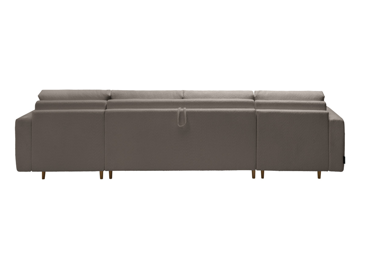 Canapé panoramique convertible express coffre COCOONE tissu bouclette