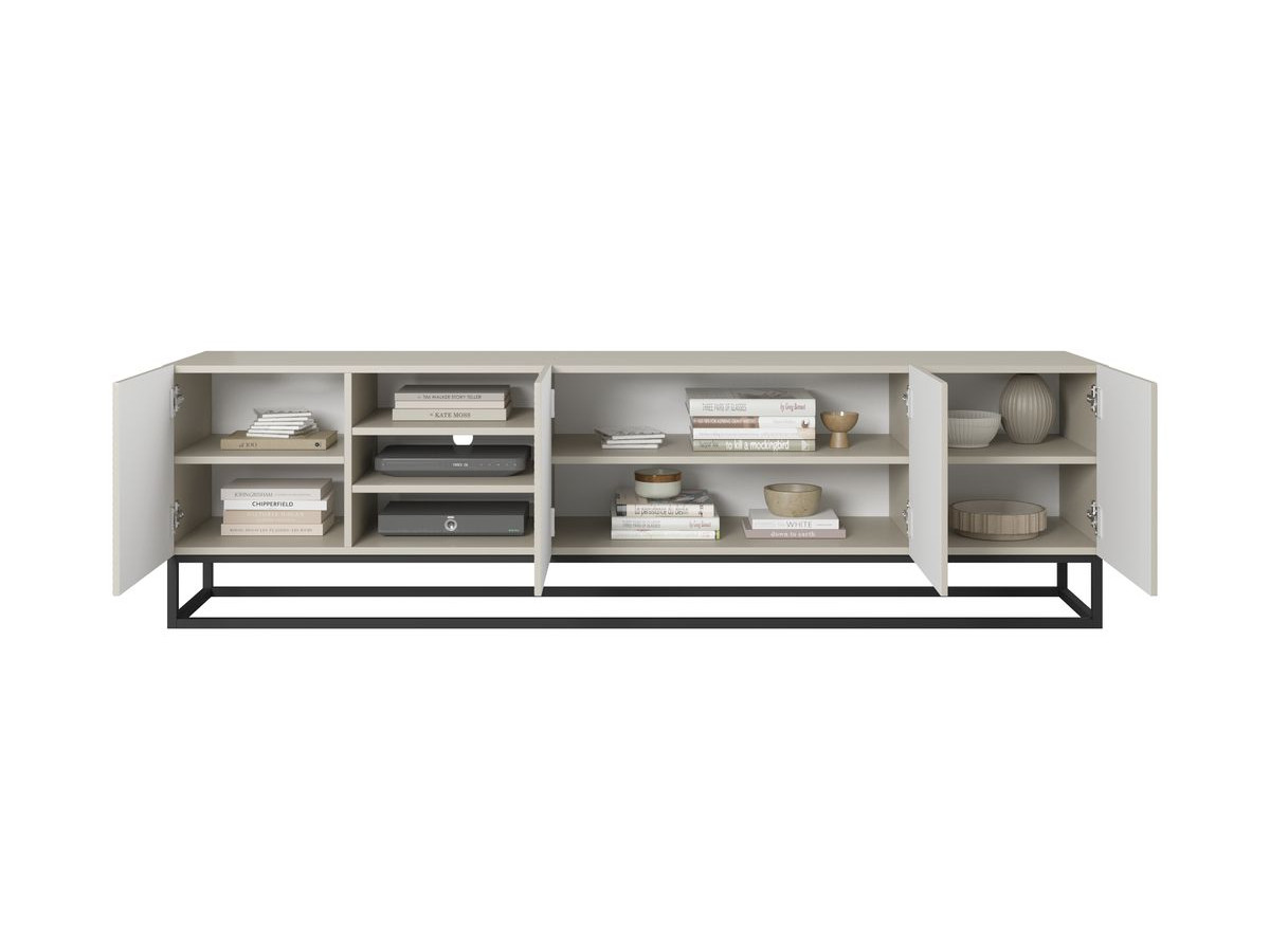 ALICE 200 cm TV-meubel met nissen en metalen poten