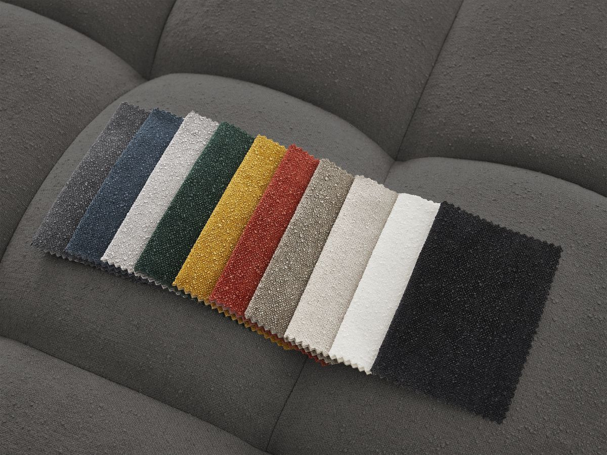 Canapé d'angle fixe EVEREST tissu texturé avec pouf