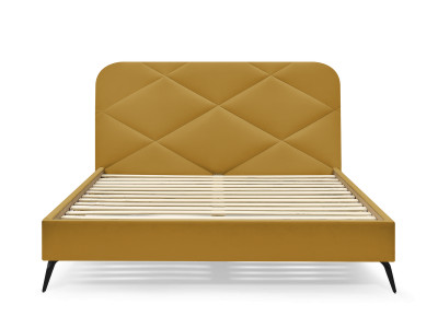 Lit PRUNE avec lattes massives tissu velours