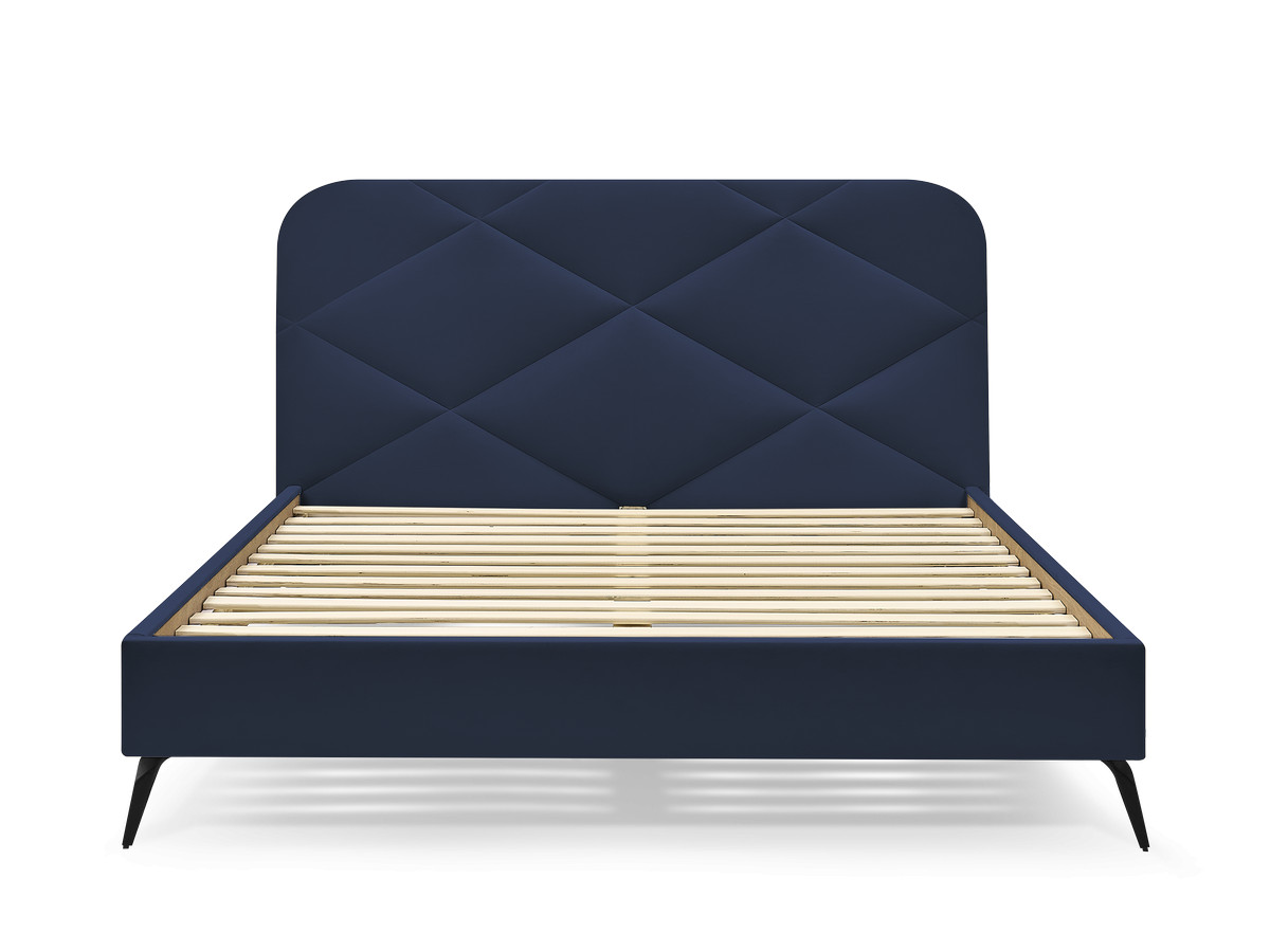 Łóżko ROMANE z solidnymi listwami w tkaninie aksamitnej