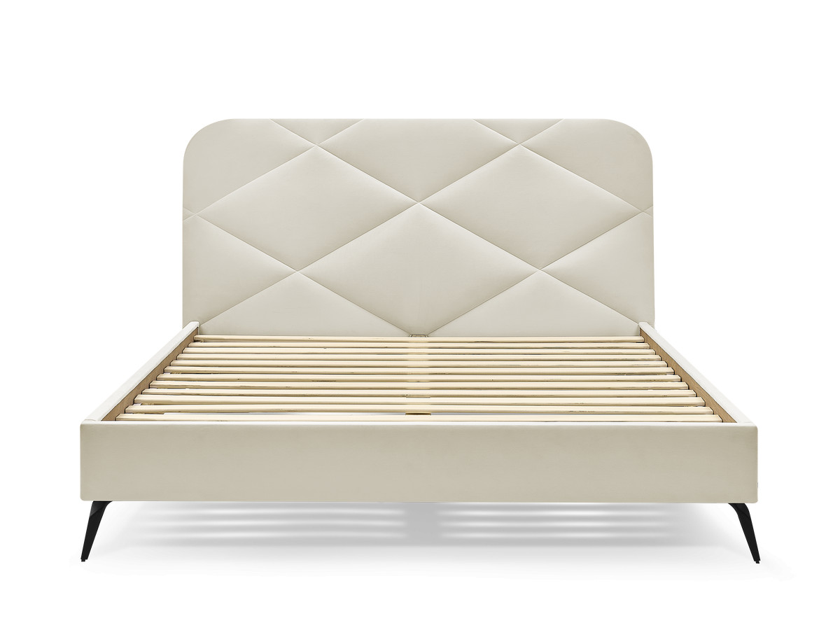 Łóżko ROMANE z solidnymi listwami w tkaninie aksamitnej