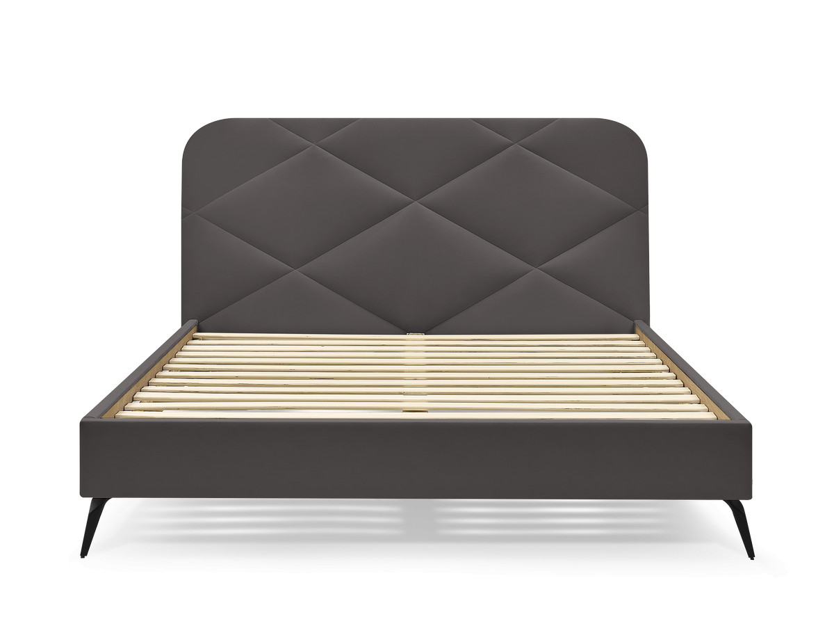 Lit PRUNE avec lattes massives tissu velours