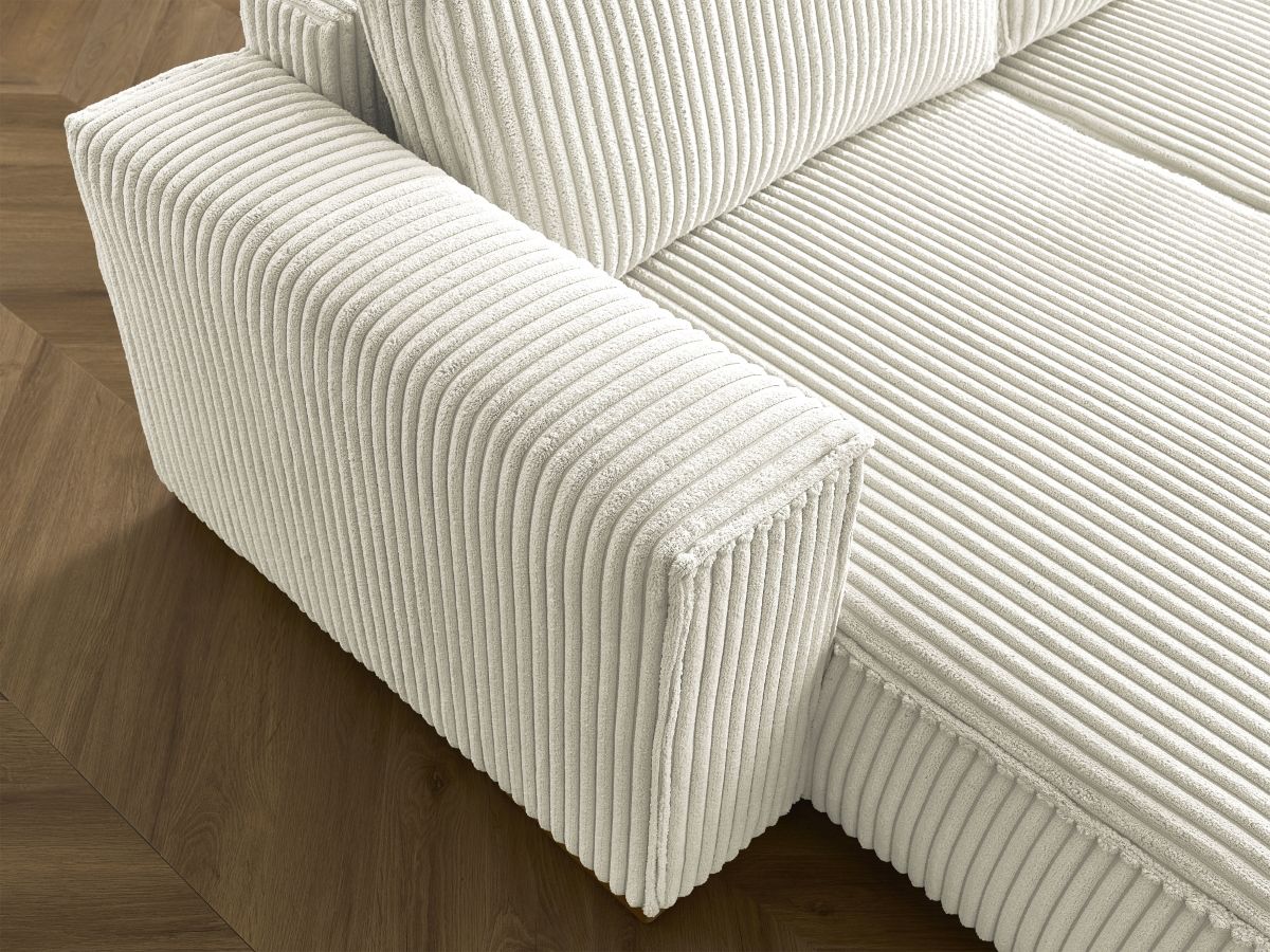 Canapé d'angle fixe EVEREST tissu chiné - Orange - Angle droit - 10 coussins