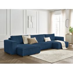 Duża, miękka, prążkowana, panoramiczna sofa rozkładana CHELSEA