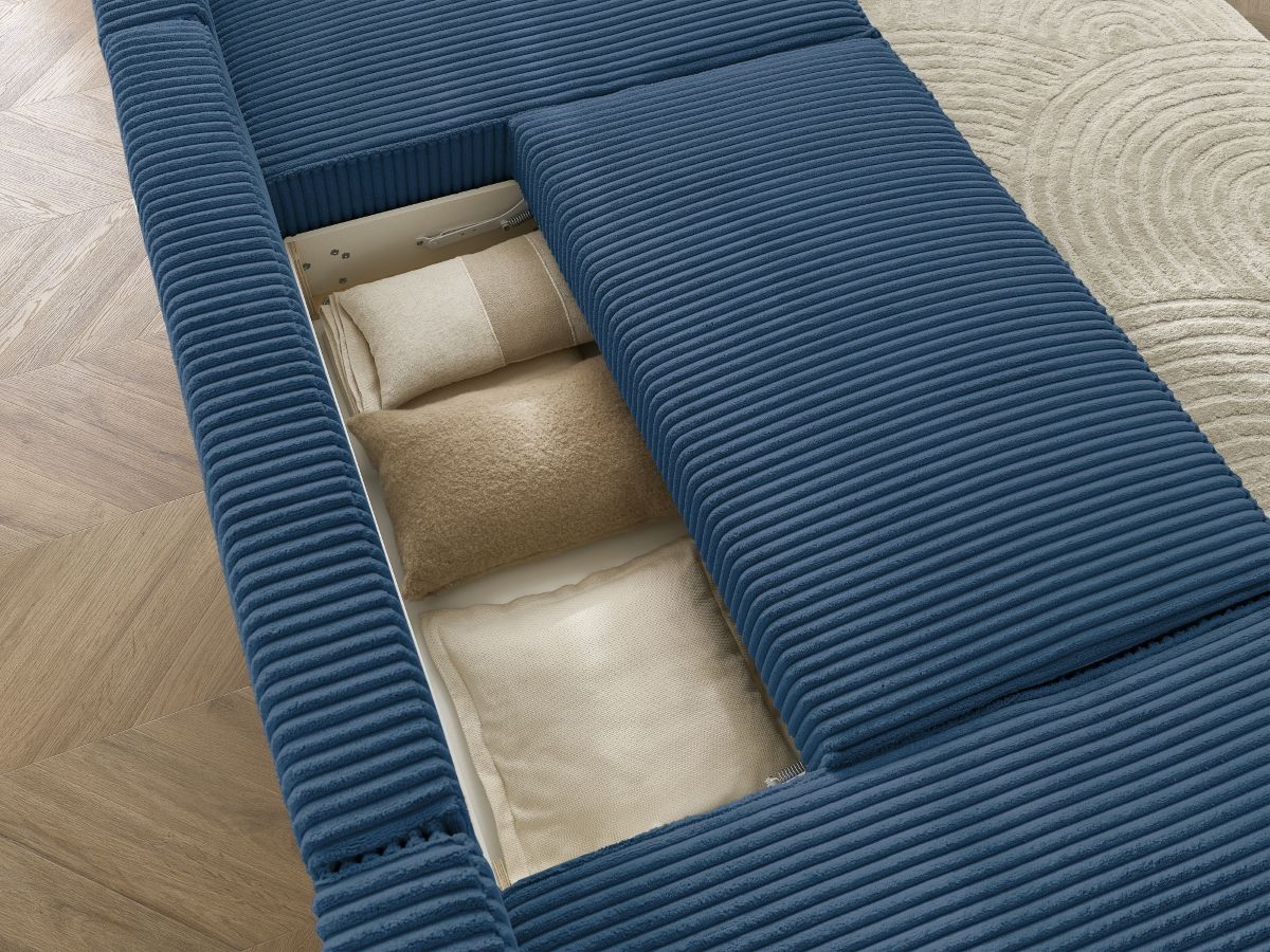 Canapé d'angle fixe EVEREST tissu chiné - Orange - Angle droit - 10 coussins