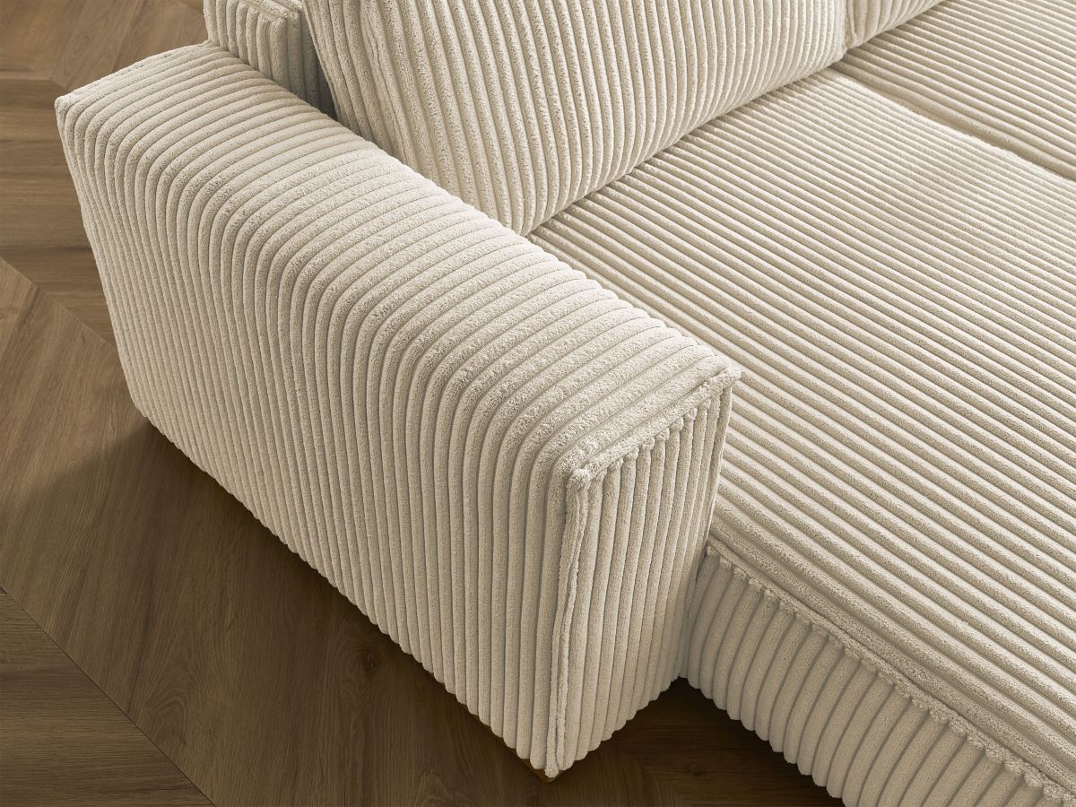 Canapé d'angle fixe EVEREST tissu chiné - Orange - Angle droit - 10 coussins
