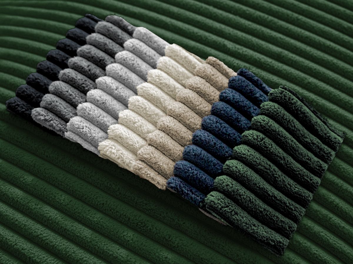 Canapé panoramique convertible coffre CHELSEA gros côtelé doux avec pouf vert   BOBOCHIC 5 places - Vue supplémentaire 2