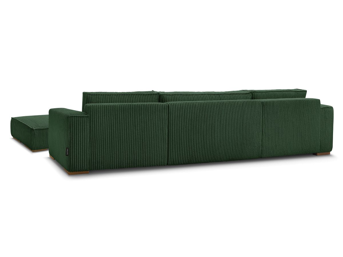 Canapé panoramique convertible coffre CHELSEA gros côtelé doux avec pouf