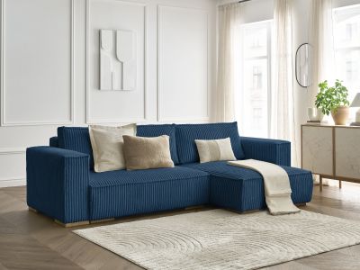 Canapé d'angle réversible convertible coffre CHELSEA gros côtelé doux