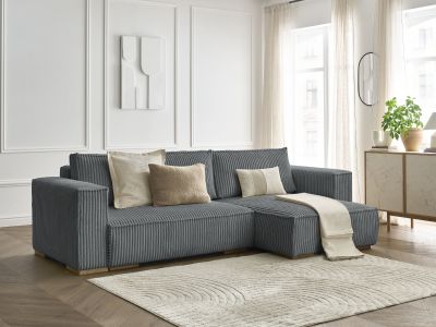 Canapé d'angle réversible convertible coffre CHELSEA gros côtelé doux