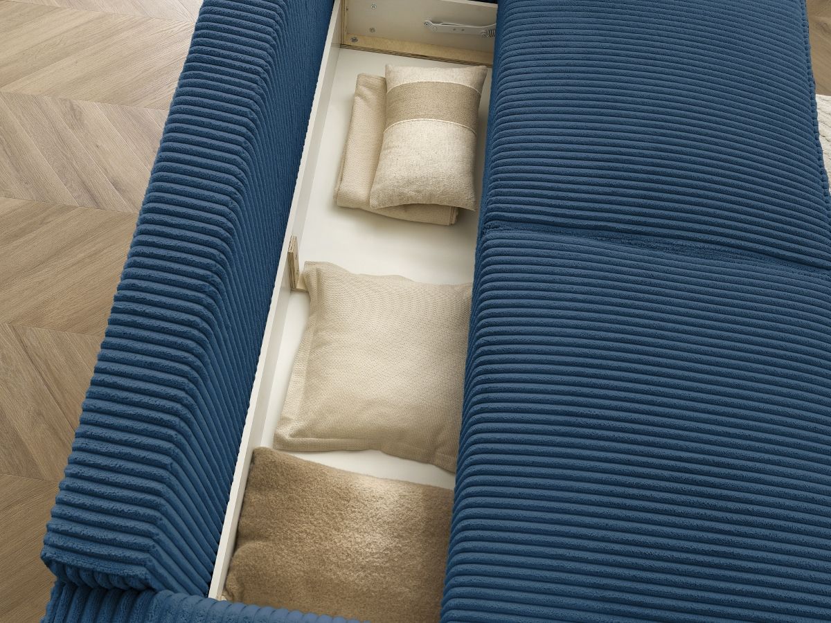 Canapé droit convertible coffre CHELSEA gros côtelé doux