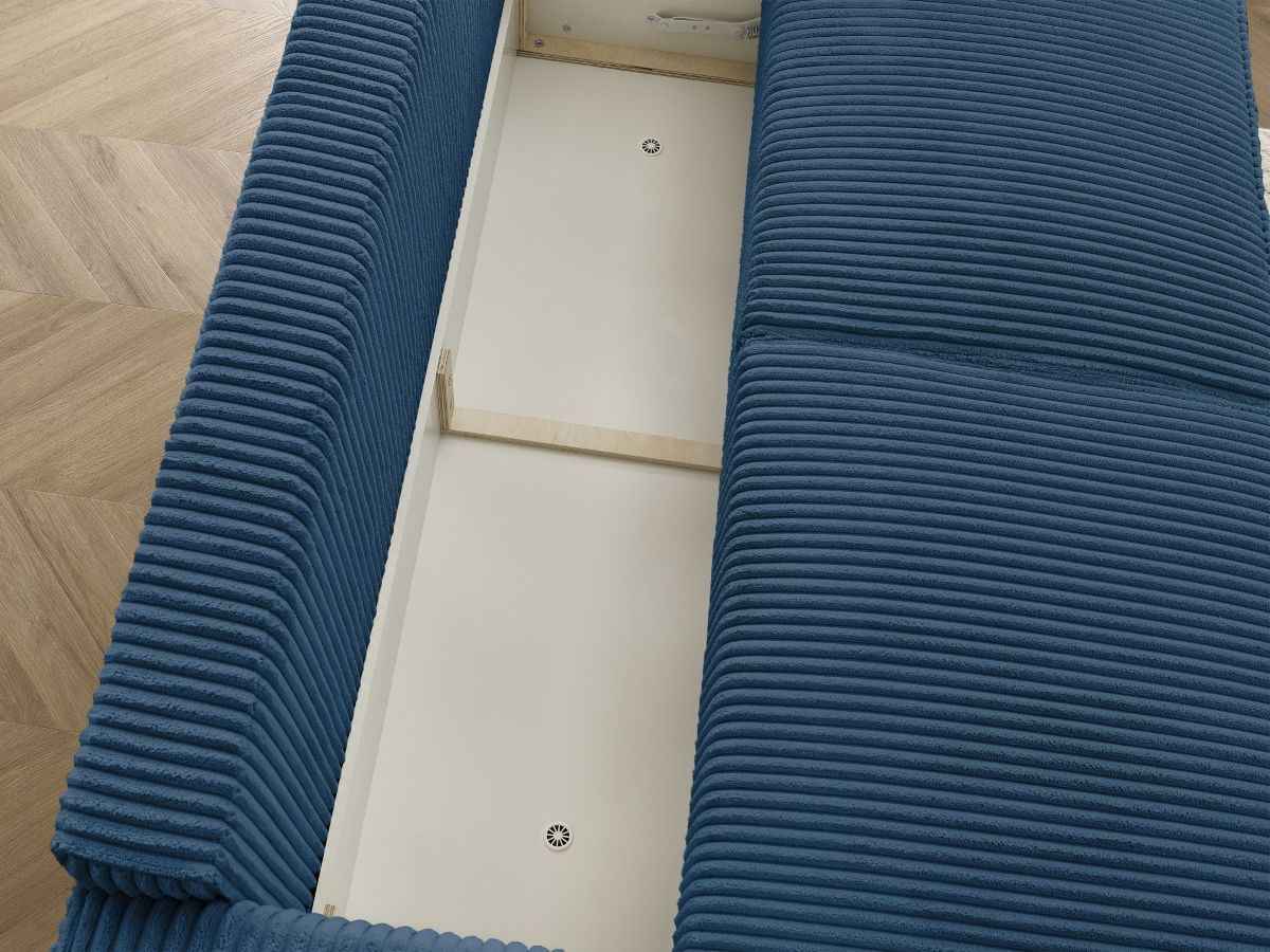 Canapé droit convertible coffre CHELSEA gros côtelé doux