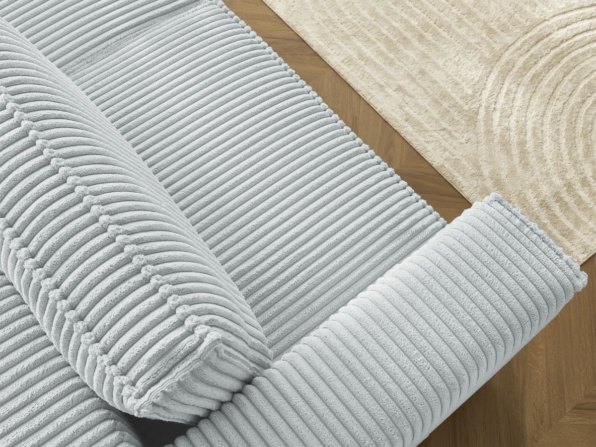 Canapé d'angle fixe EVEREST tissu chiné - Orange - Angle droit - 10 coussins