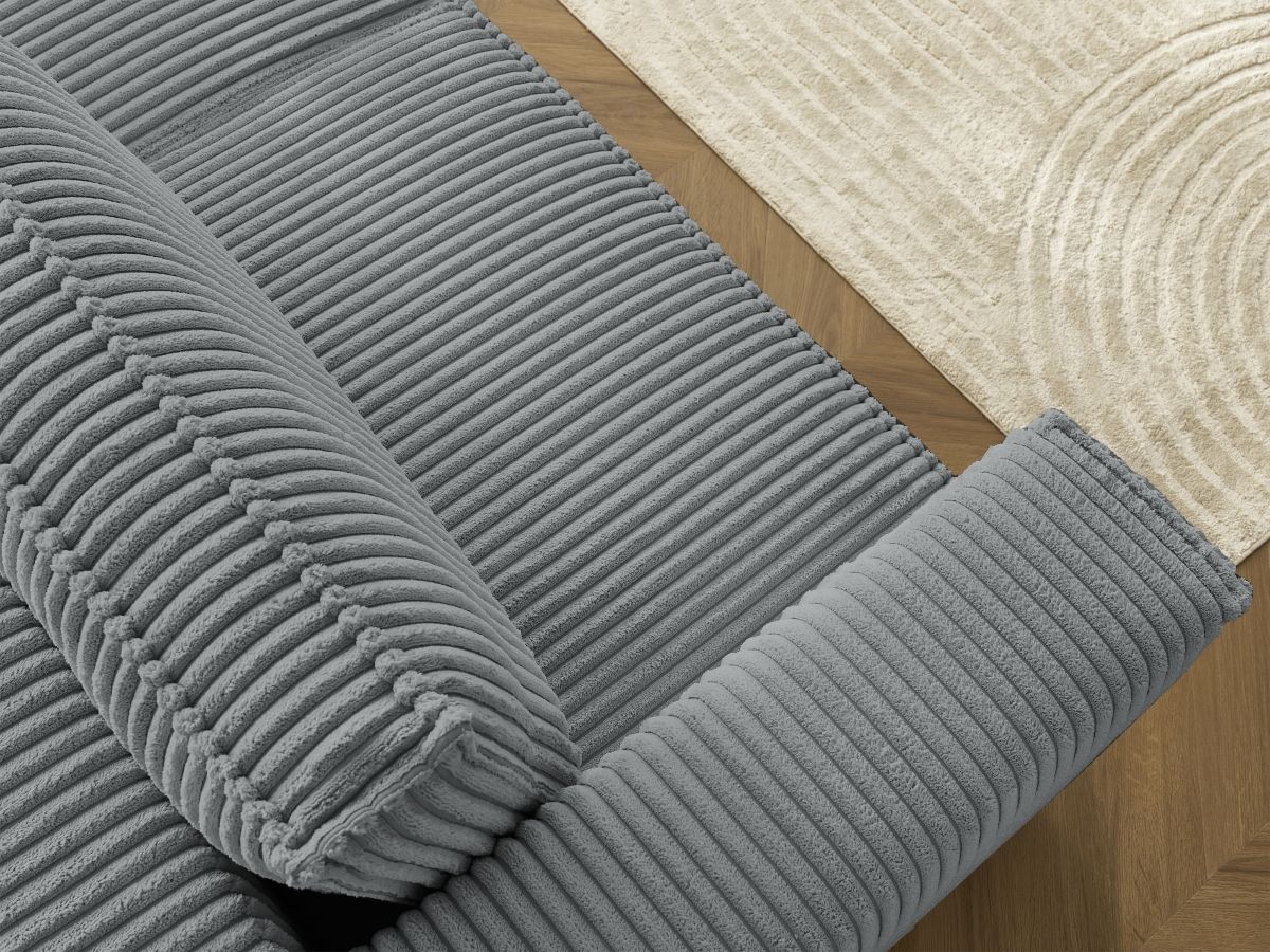 Canapé d'angle fixe EVEREST tissu chiné - Orange - Angle droit - 10 coussins