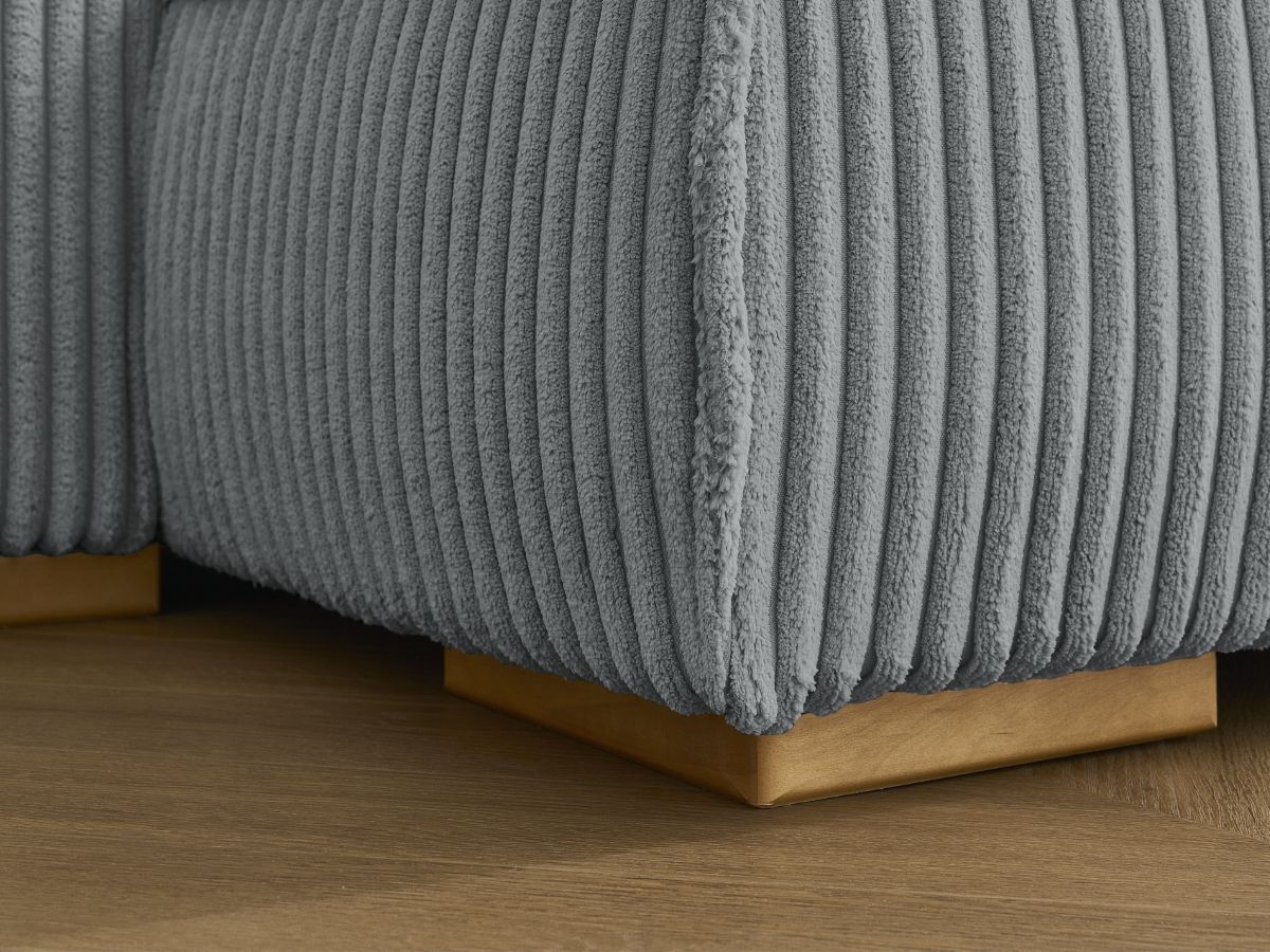 Canapé d'angle fixe EVEREST tissu chiné - Orange - Angle droit - 10 coussins
