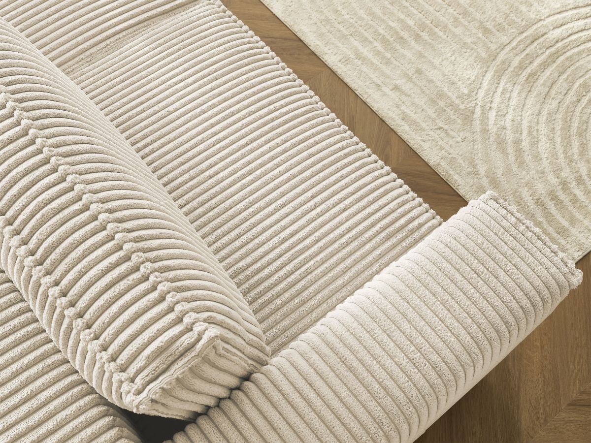 Canapé d'angle fixe EVEREST tissu chiné - Orange - Angle droit - 10 coussins
