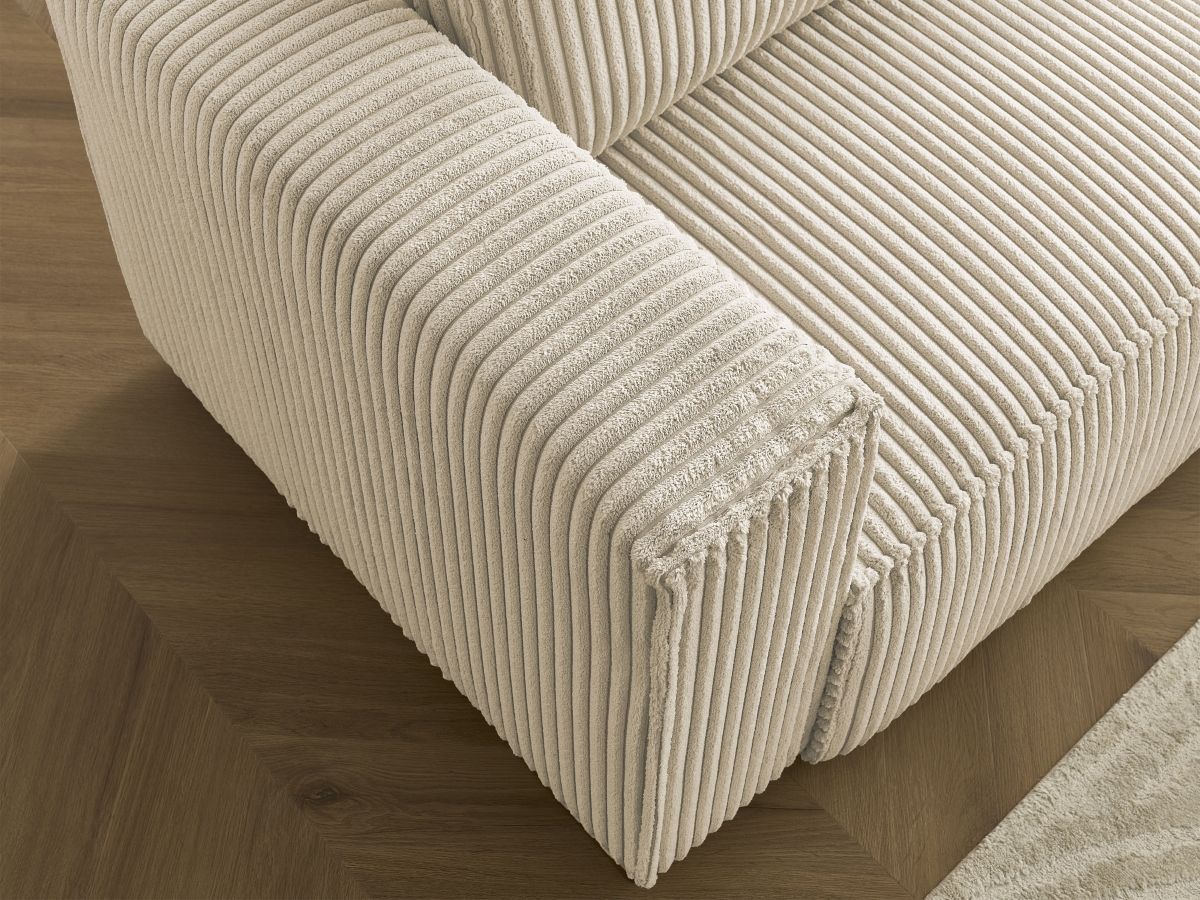 Canapé d'angle fixe EVEREST tissu chiné - Orange - Angle droit - 10 coussins