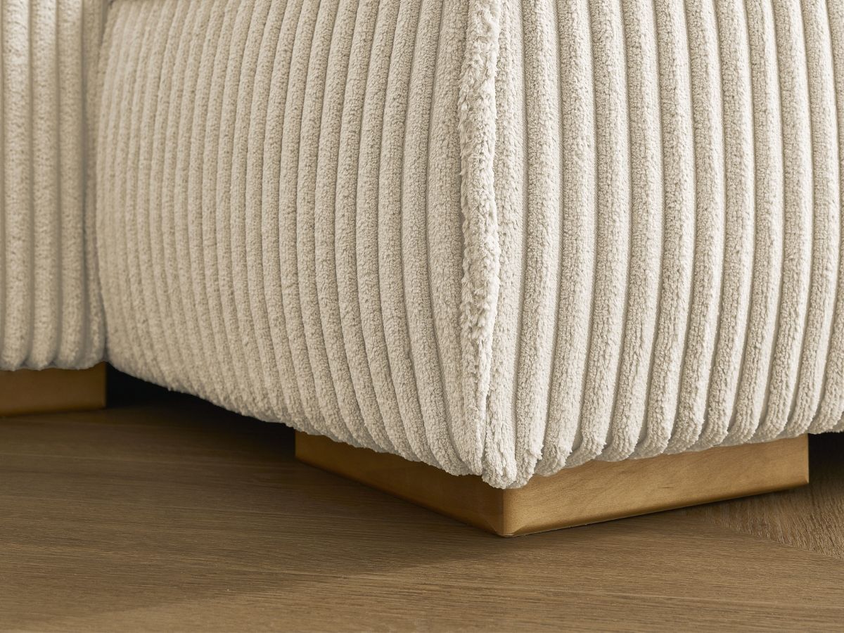 Canapé d'angle fixe EVEREST tissu chiné - Orange - Angle droit - 10 coussins