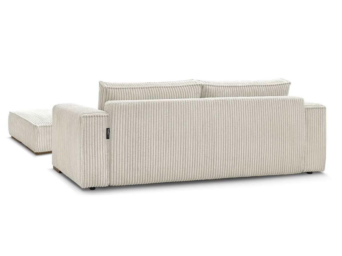 Canapé droit convertible coffre CHELSEA gros côtelé doux avec pouf